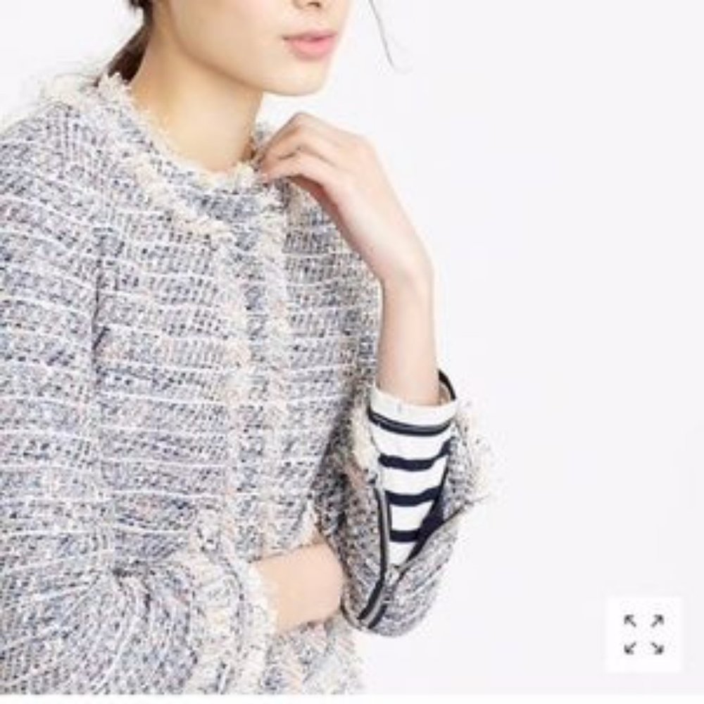 J. Crew Blue, Cream and Orange Tweed Blazer.  SZ 0